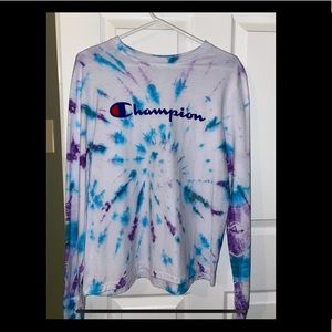 Champion. Size Large. Tie dyed blue and purple.